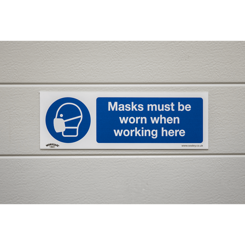 Sealey SS57P10 Worksafe® Masks Must Be Worn Safety Sign, Rigid Plastic - Pack of 10 - SS57P10 - Sealey Tools UK - Trade Counter Direct