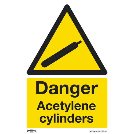 Sealey SS63V1 Worksafe® Danger Acetylene Cylinders Safety Sign - Self-Adhesive Vinyl - SS63V1 - Sealey Tools UK - Trade Counter Direct