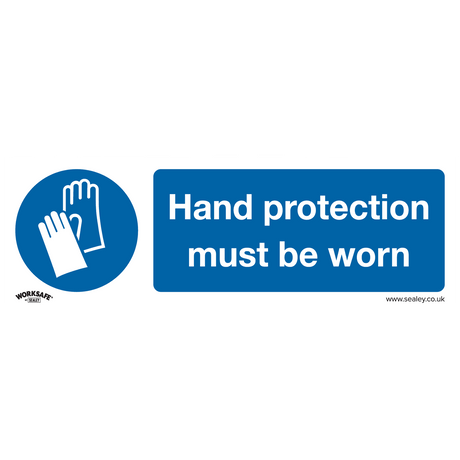 Sealey SS6P1 Worksafe® Hand Protection Must Be Worn Safety Sign - Rigid Plastic - SS6P1 - Sealey Tools UK - Trade Counter Direct