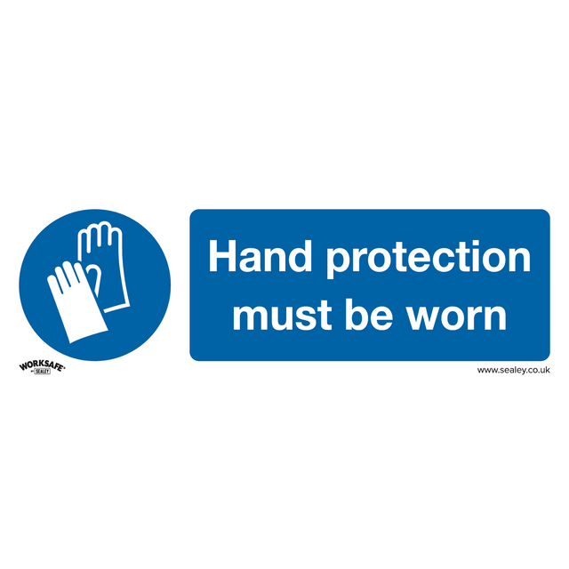 Sealey SS6P10 Worksafe® Hand Protection Must Be Worn Safety Sign, Rigid Plastic - Pack of 10 - SS6P10 - Sealey Tools UK - Trade Counter Direct