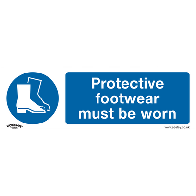Sealey SS7P1 Worksafe® Protective Footwear Must Be Worn Safety Sign - Rigid Plastic - SS7P1 - Sealey Tools UK - Trade Counter Direct