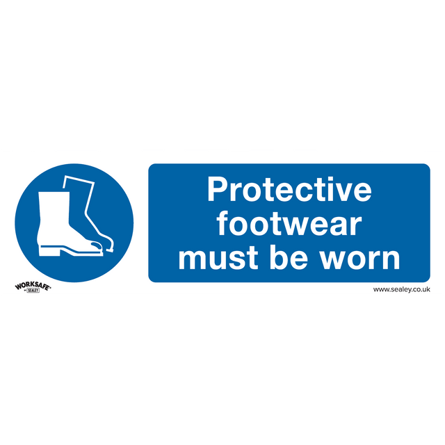 Sealey SS7P1 Worksafe® Protective Footwear Must Be Worn Safety Sign - Rigid Plastic - SS7P1 - Sealey Tools UK - Trade Counter Direct