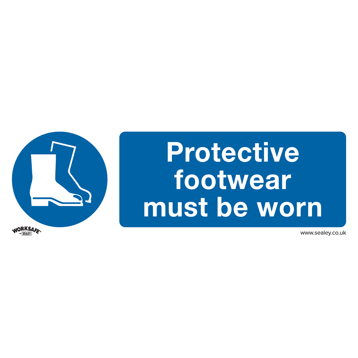 Sealey SS7V1 Worksafe® Protective Footwear Must Be Worn Safety Sign - Self-Adhesive Vinyl - SS7V1 - Sealey Tools UK - Trade Counter Direct