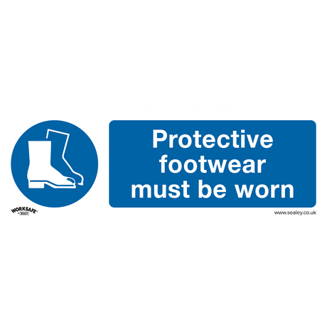 Sealey SS7V1 Worksafe® Protective Footwear Must Be Worn Safety Sign - Self-Adhesive Vinyl - SS7V1 - Sealey Tools UK - Trade Counter Direct
