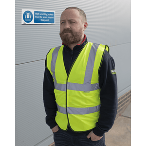 Sealey SS9V1 Worksafe® High Visibility Jackets Must Be Worn Beyond This Point Safety Sign - Self-Adhesive Vinyl - SS9V1 - Sealey Tools UK - Trade Counter Direct