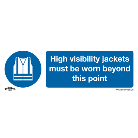 Sealey SS9V10 Worksafe® High Visibility Jackets Must Be Worn Beyond This Point Safety Sign, Self-Adhesive Vinyl - Pack of 10 - SS9V10 - Sealey Tools UK - Trade Counter Direct
