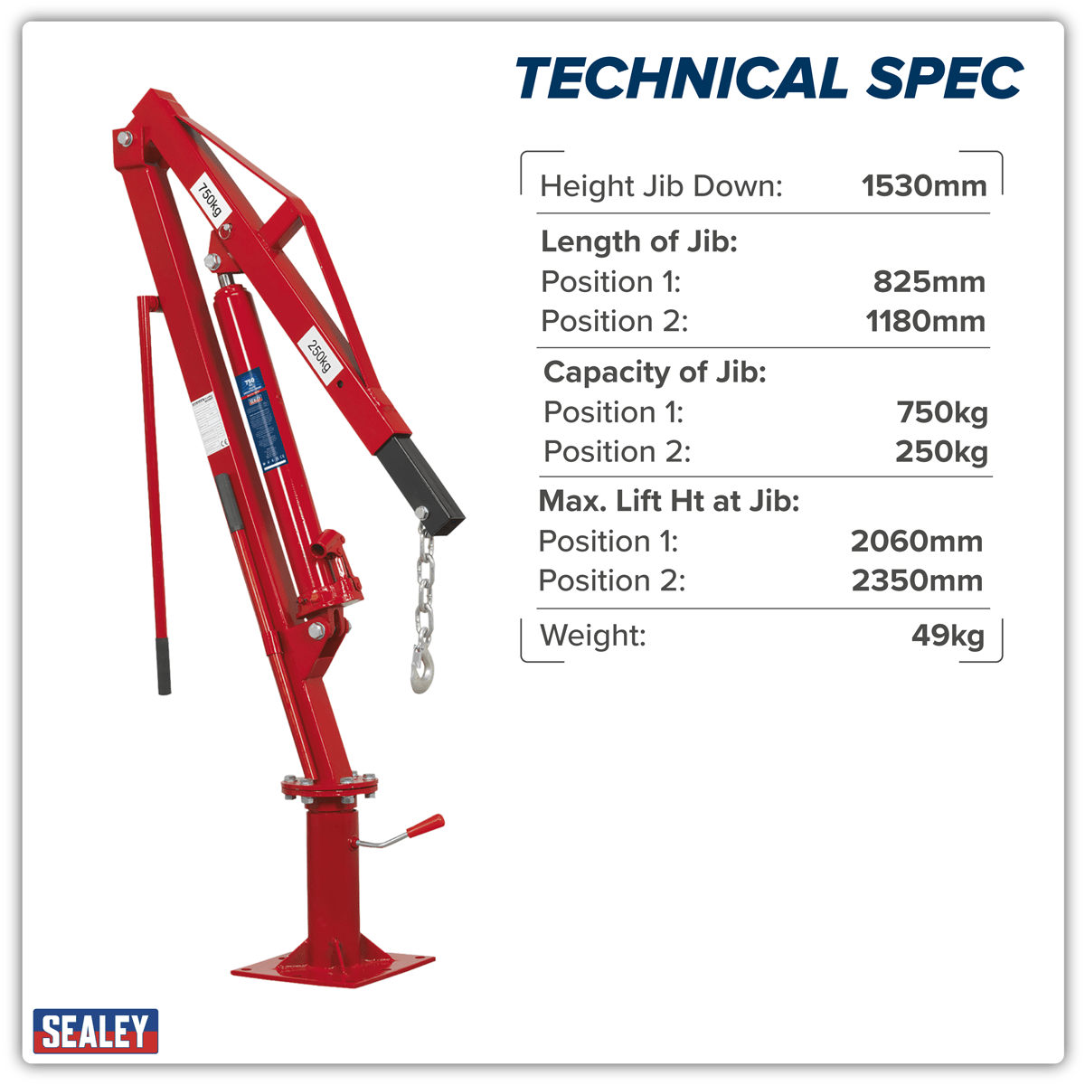 Sealey SSC750 Static Mounted Crane 750kg - SSC750 - Sealey Tools UK - Trade Counter Direct