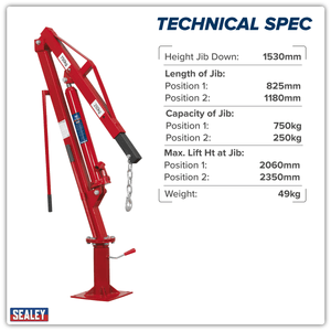 Sealey SSC750 Static Mounted Crane 750kg - SSC750 - Sealey Tools UK - Trade Counter Direct