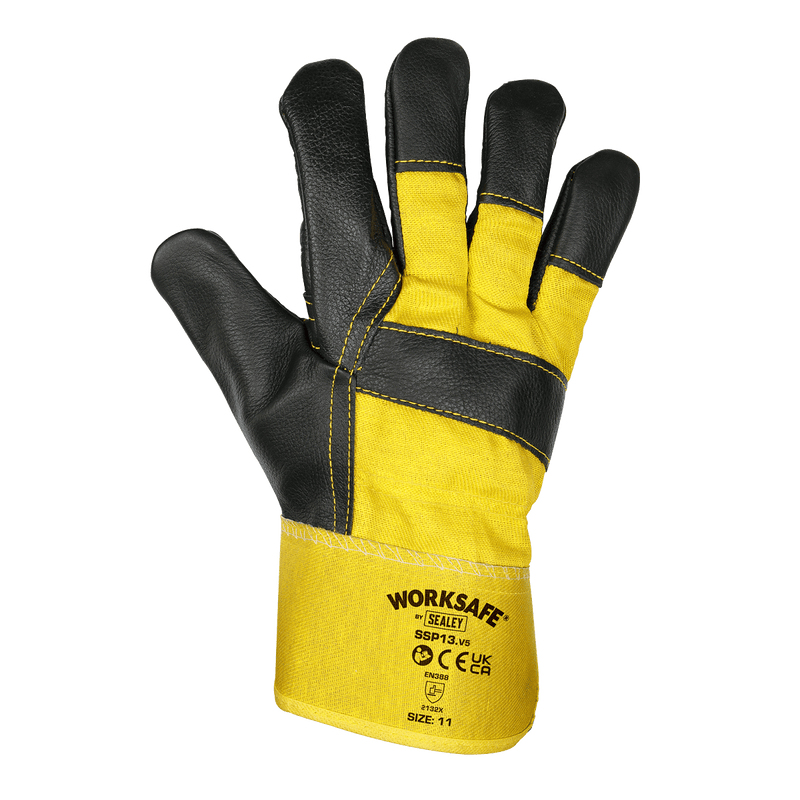 Sealey SSP13/6 Worksafe® Rigger's Gloves with Hide Palm - Pack of 6 Pairs - SSP13/6 - Sealey Tools UK - Trade Counter Direct