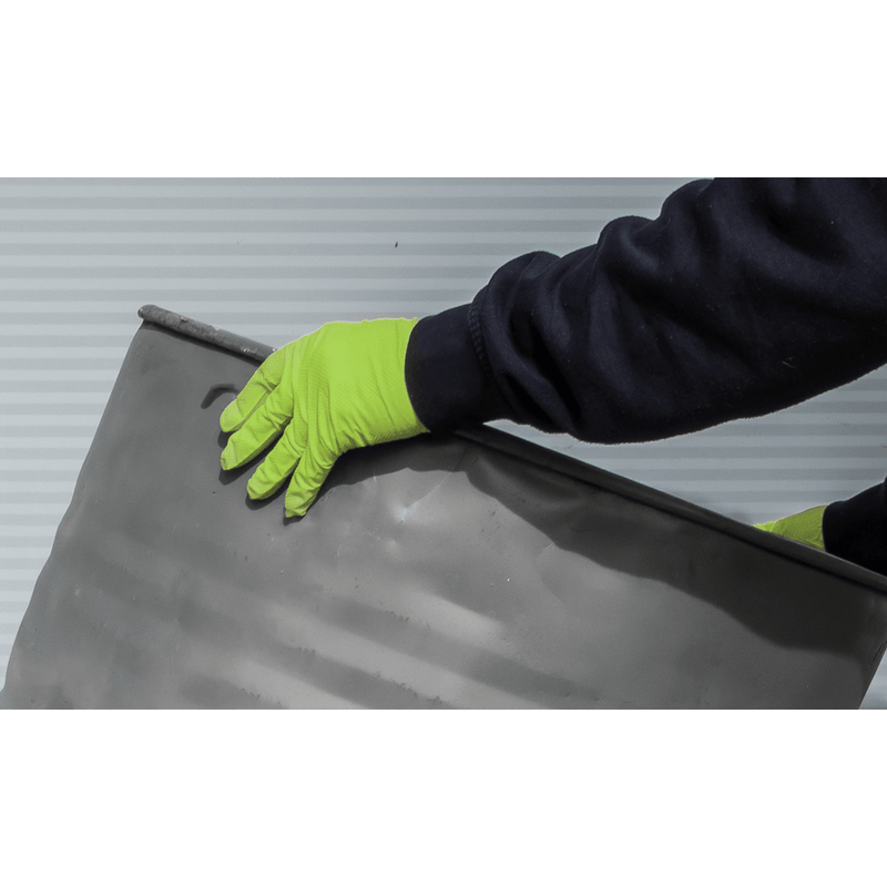 Sealey SSP54XL Diamond Grip Extra-Thick Nitrile Powder-Free Gloves, Hi-Vis Green, X-Large - Pack of 50 - SSP54XL - Sealey Tools UK - Trade Counter Direct