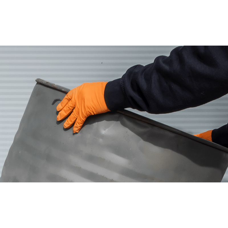Sealey SSP56XL Diamond Grip Extra-Thick Nitrile Powder-Free Gloves, Orange, X-Large - Pack of 50 - SSP56XL - Sealey Tools UK - Trade Counter Direct