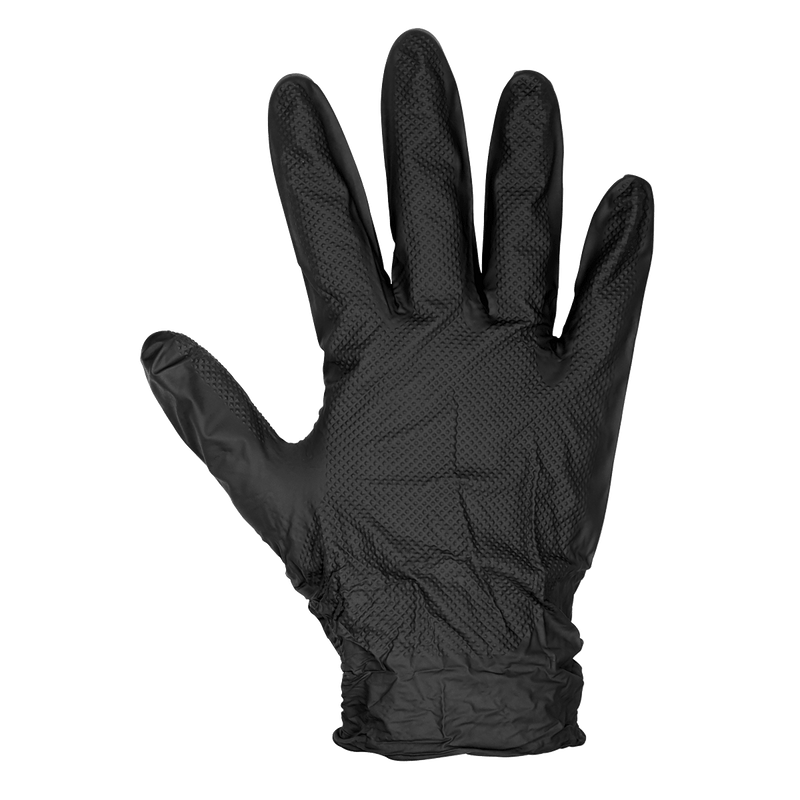 Sealey SSP57XL Diamond Grip Extra-Thick Nitrile Powder-Free Gloves, Black, X-Large - Pack of 50 - SSP57XL - Sealey Tools UK - Trade Counter Direct