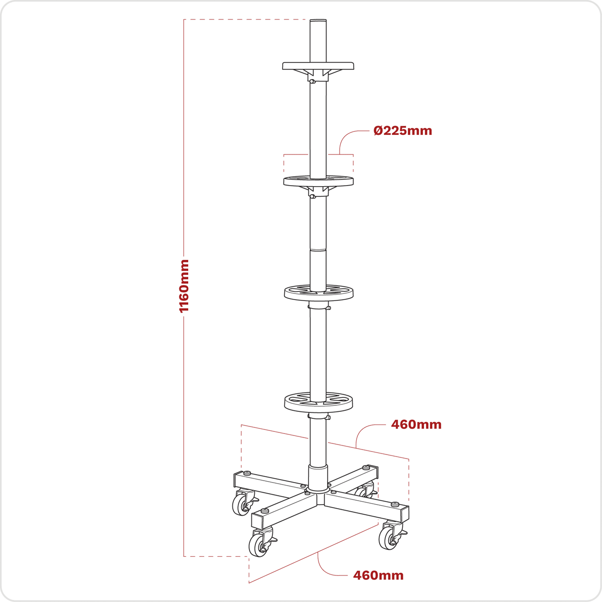 Sealey STR004COMBO Wheel Storage Trolley with Cover 100kg Capacity - STR004COMBO - Sealey Tools UK - Trade Counter Direct