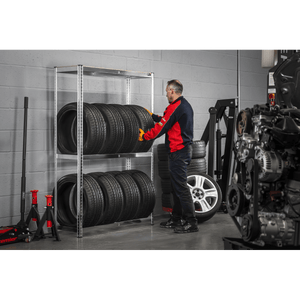 Sealey STR008 2-Level Tyre Rack with Shelf 150kg Capacity Per Level - STR008 - Sealey Tools UK - Trade Counter Direct