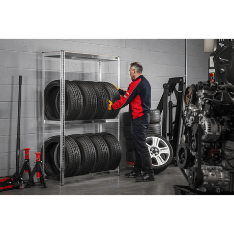 Sealey STR008 2-Level Tyre Rack with Shelf 150kg Capacity Per Level - STR008 - Sealey Tools UK - Trade Counter Direct