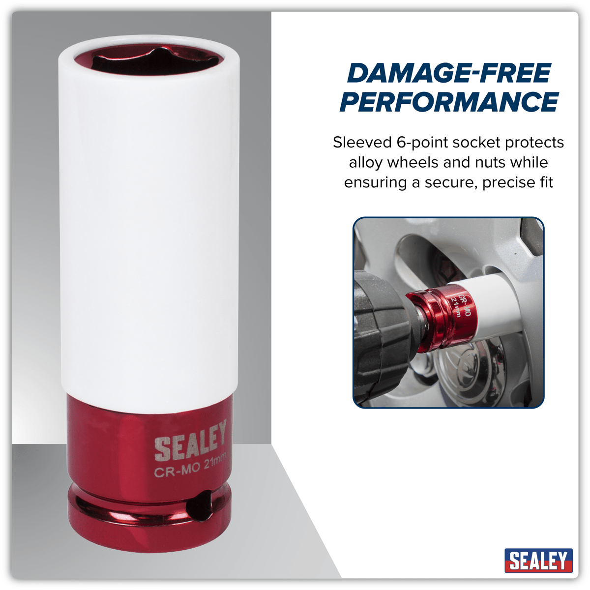 Sealey SX03021 Alloy Wheel Impact Socket 1/2"Sq Drive 21mm - SX03021 - Sealey Tools UK - Trade Counter Direct