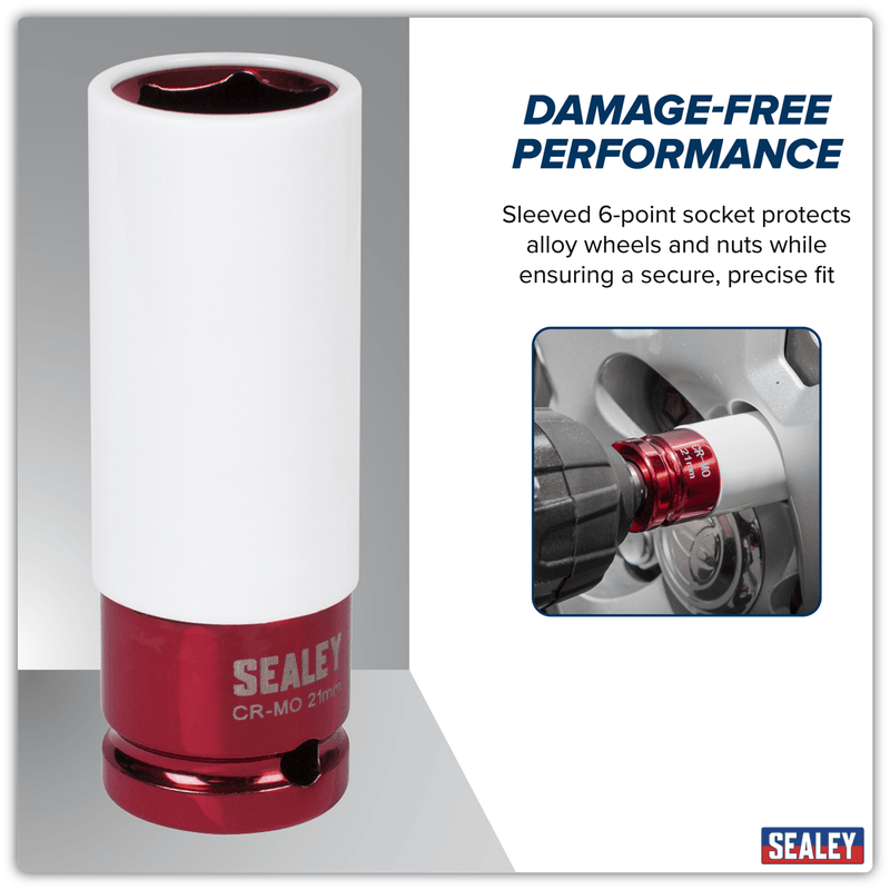 Sealey SX03021 Alloy Wheel Impact Socket 1/2"Sq Drive 21mm - SX03021 - Sealey Tools UK - Trade Counter Direct