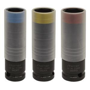Sealey SX039 Premier Alloy Wheel Ultra-Power Impact Socket Set 1/2"Sq Drive 3pc - SX039 - Sealey Tools UK - Trade Counter Direct