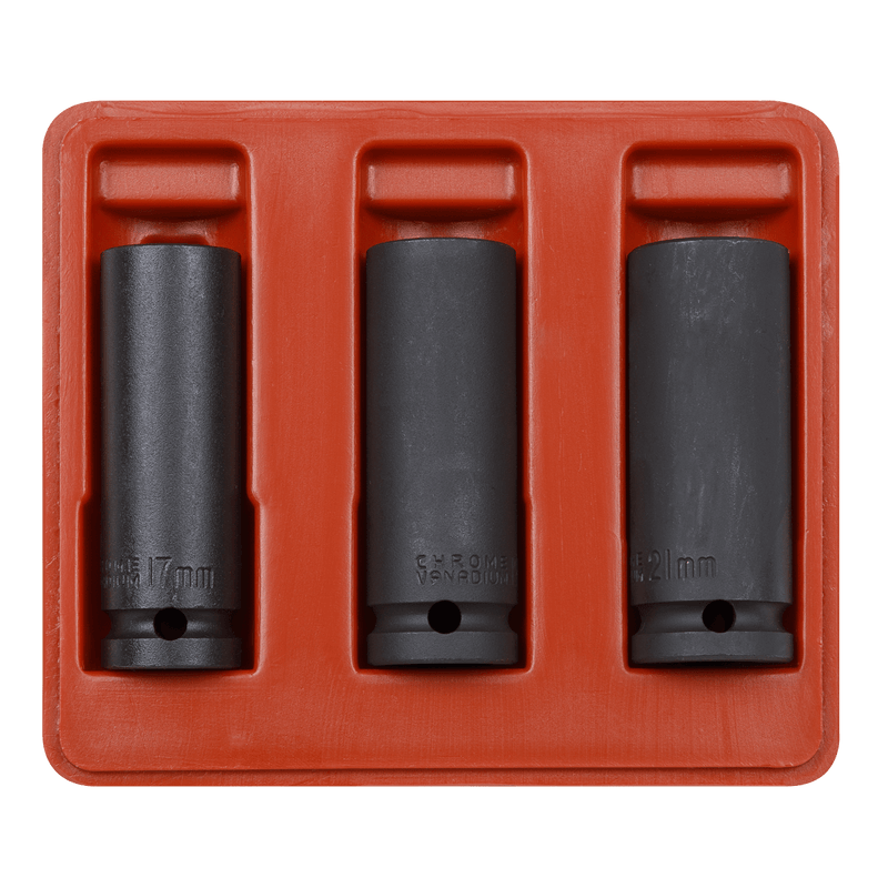 Sealey SX043 Deep Impact Socket Set 1/2"Sq Drive 3pc - SX043 - Sealey Tools UK - Trade Counter Direct
