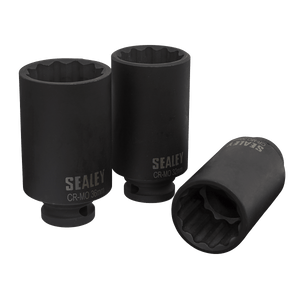 Sealey SX051 Impact Hub Nut Socket Set 1/2"Sq Drive 12-Point 3pc - SX051 - Sealey Tools UK - Trade Counter Direct