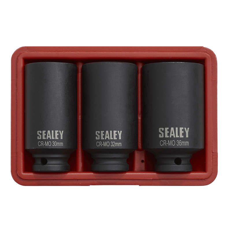 Sealey SX051 Impact Hub Nut Socket Set 1/2"Sq Drive 12-Point 3pc - SX051 - Sealey Tools UK - Trade Counter Direct