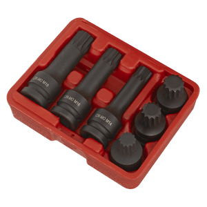 Sealey SX052 Impact Spline Socket Bit Set 1/2"Sq Drive 6pc - SX052 - Sealey Tools UK - Trade Counter Direct