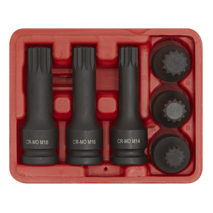 Sealey SX052 Impact Spline Socket Bit Set 1/2"Sq Drive 6pc - SX052 - Sealey Tools UK - Trade Counter Direct