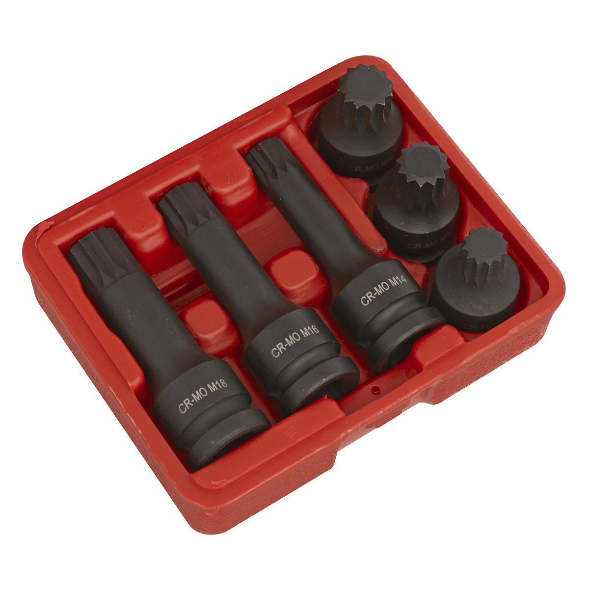 Sealey SX052 Impact Spline Socket Bit Set 1/2"Sq Drive 6pc - SX052 - Sealey Tools UK - Trade Counter Direct