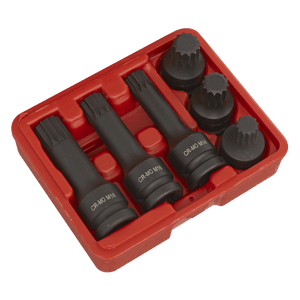 Sealey SX052 Impact Spline Socket Bit Set 1/2"Sq Drive 6pc - SX052 - Sealey Tools UK - Trade Counter Direct
