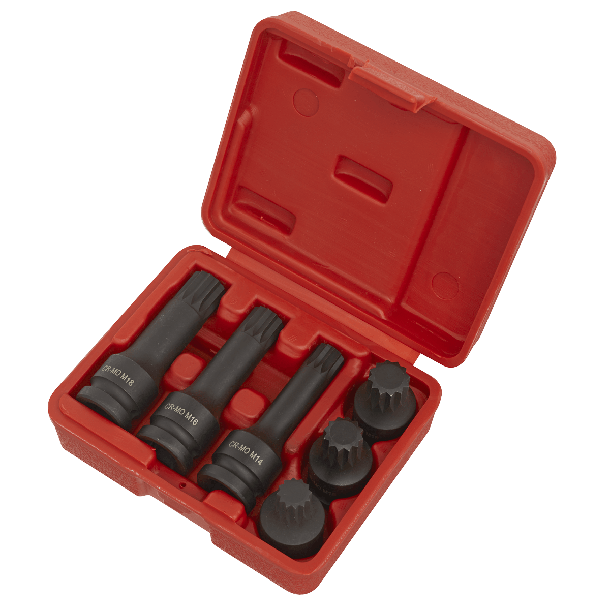 Sealey SX052 Impact Spline Socket Bit Set 1/2"Sq Drive 6pc - SX052 - Sealey Tools UK - Trade Counter Direct
