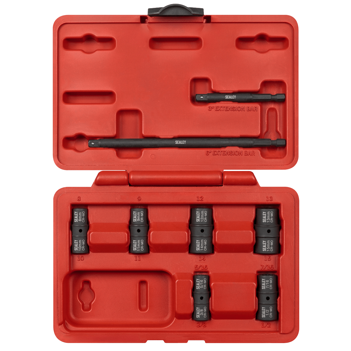 Sealey SX08 Flip Socket Set 1/4"Sq Drive 12-Point 8pc - SX08 - Sealey Tools UK - Trade Counter Direct