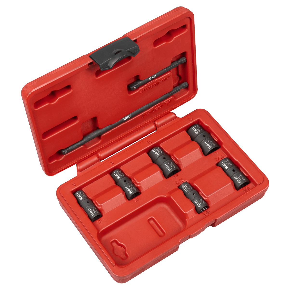 Sealey SX08 Flip Socket Set 1/4"Sq Drive 12-Point 8pc - SX08 - Sealey Tools UK - Trade Counter Direct