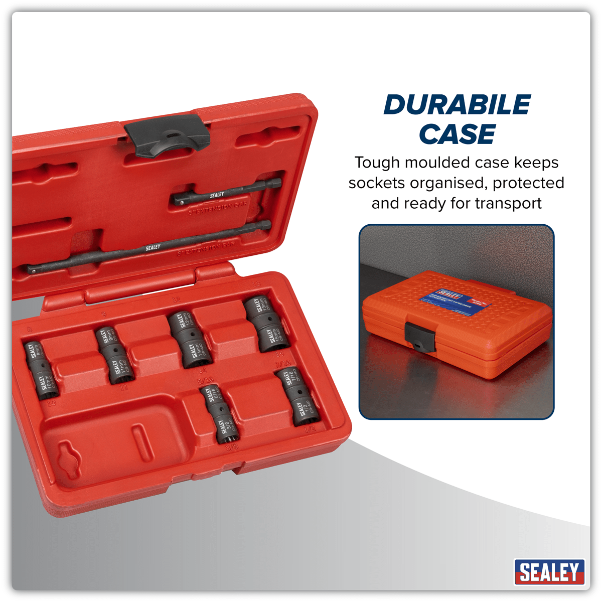 Sealey SX08 Flip Socket Set 1/4"Sq Drive 12-Point 8pc - SX08 - Sealey Tools UK - Trade Counter Direct