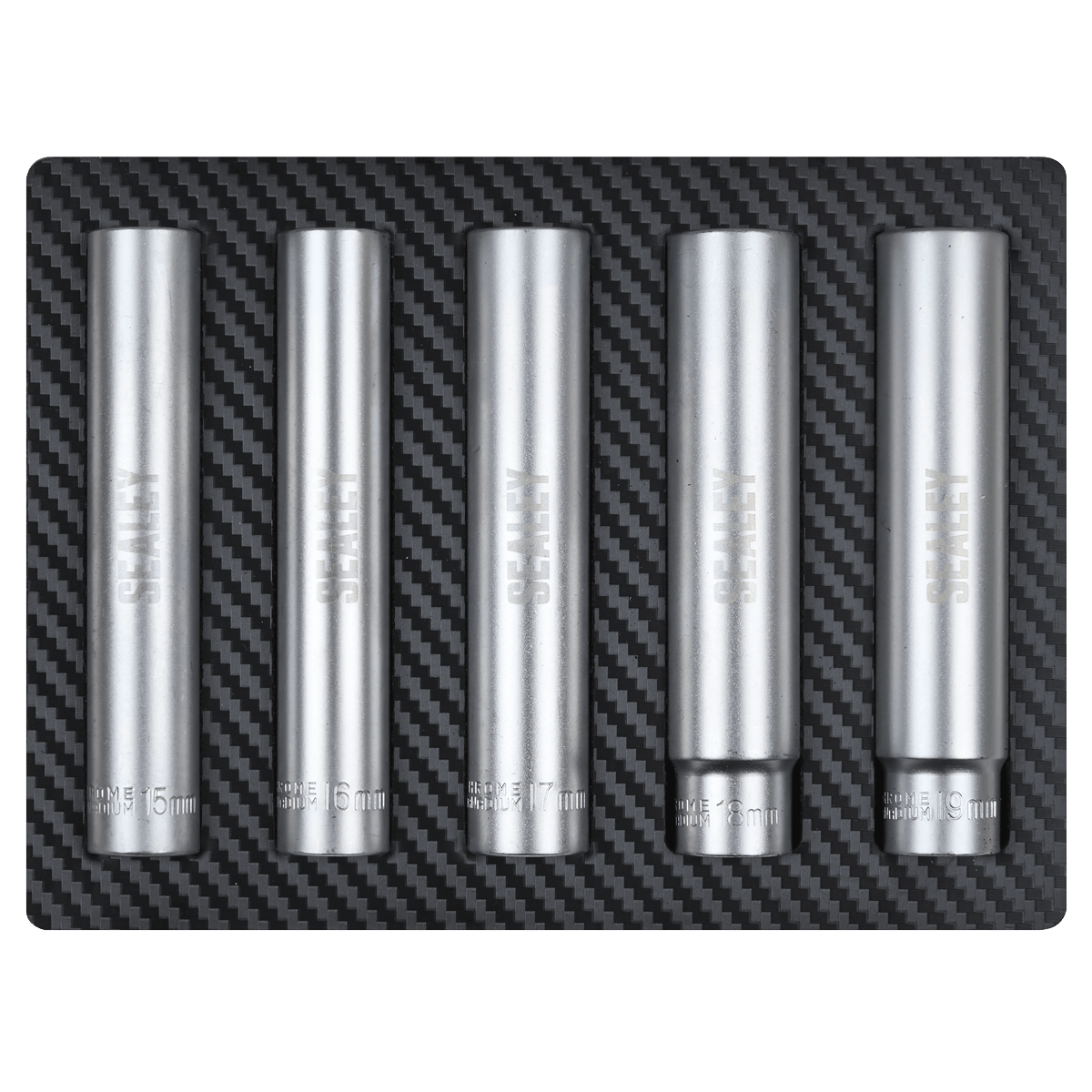 Sealey SX1519 Extra-Deep Socket Set 1/2”Sq Drive 5pc - SX1519 - Sealey Tools UK - Trade Counter Direct