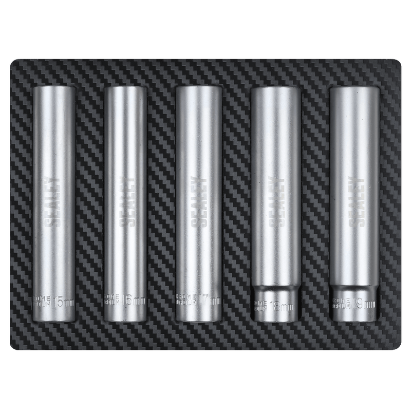Sealey SX1519 Extra-Deep Socket Set 1/2”Sq Drive 5pc - SX1519 - Sealey Tools UK - Trade Counter Direct