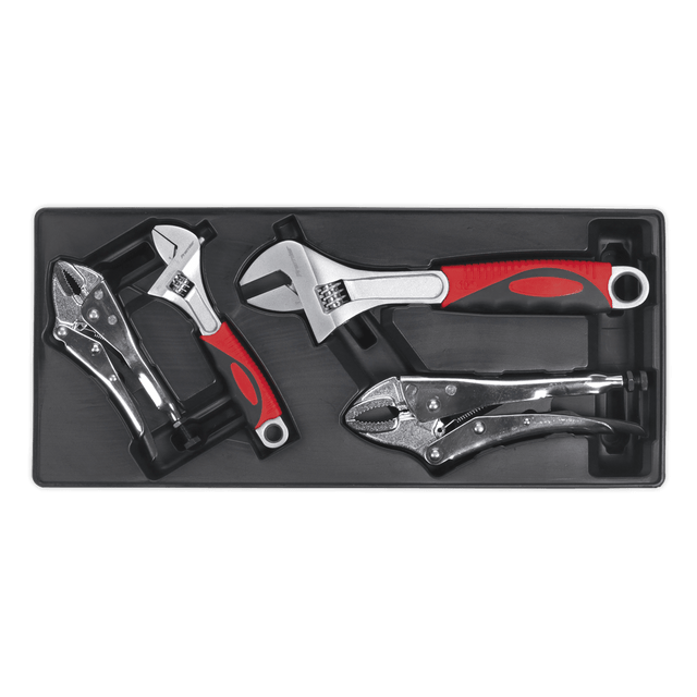 Sealey TBT04 Tool Tray with Locking Pliers & Adjustable Wrench Set 4pc - TBT04 - Sealey Tools UK - Trade Counter Direct