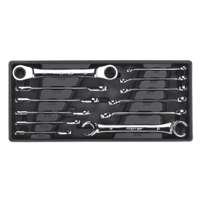 Sealey TBT13 Tool Tray with Flare Nut & Ratchet Ring Spanner Set 12pc - TBT13 - Sealey Tools UK - Trade Counter Direct