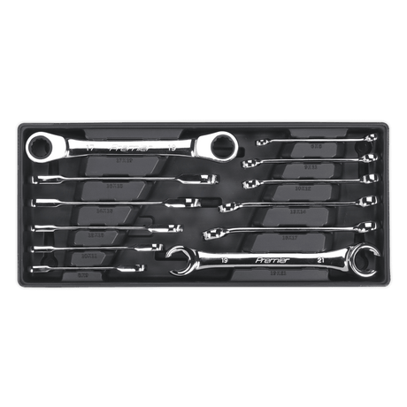 Sealey TBT13 Tool Tray with Flare Nut & Ratchet Ring Spanner Set 12pc - TBT13 - Sealey Tools UK - Trade Counter Direct