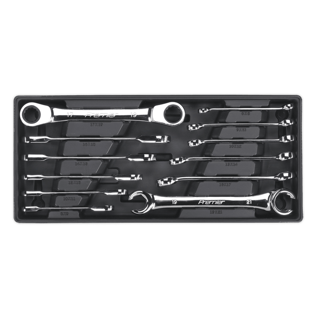 Sealey TBT13 Tool Tray with Flare Nut & Ratchet Ring Spanner Set 12pc - TBT13 - Sealey Tools UK - Trade Counter Direct