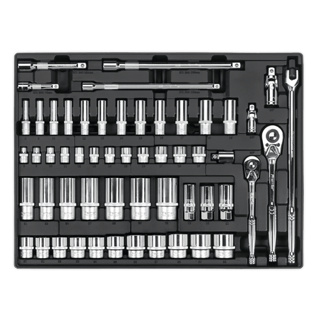 Sealey TBT31 Tool Tray with Socket Set 55pc 3/8" & 1/2"Sq Drive - TBT31 - Sealey Tools UK - Trade Counter Direct
