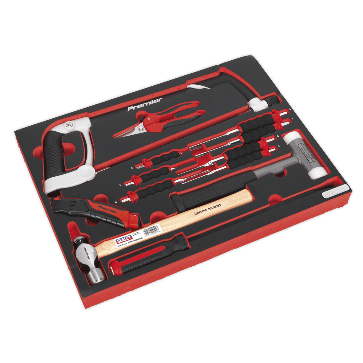 Sealey TBTP06UK Tool Tray with Hacksaw, Hammers & Punches 13pc - TBTP06UK - Sealey Tools UK - Trade Counter Direct