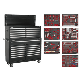 Sealey TBTPBCOMBO4 Tool Chest Combination 23 Drawer with Ball Bearing Slides - Black with 446pc Tool Kit - TBTPBCOMBO4 - Sealey Tools UK - Trade Counter Direct