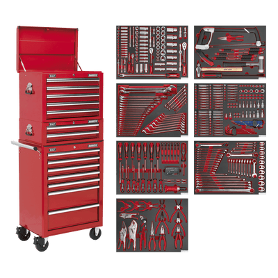 Sealey TBTPCOMBO1 Superline PRO® Tool Chest Combination 14 Drawer with 446pc Tool Kit - Red - TBTPCOMBO1 - Sealey Tools UK - Trade Counter Direct
