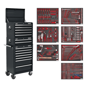 Sealey TBTPCOMBO2 Superline PRO® Tool Chest Combination 14 Drawer with 446pc Tool Kit - Black - TBTPCOMBO2 - Sealey Tools UK - Trade Counter Direct