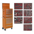 Sealey TBTPCOMBO4 Tool Chest Combination 14 Drawer with Ball Bearing Slides - Orange & 446pc Tool Kit - TBTPCOMBO4 - Sealey Tools UK - Trade Counter Direct