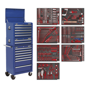 Sealey TBTPCOMBO5 Superline PRO® Tool Chest Combination 14 Drawer with 446pc Tool Kit - Blue - TBTPCOMBO5 - Sealey Tools UK - Trade Counter Direct