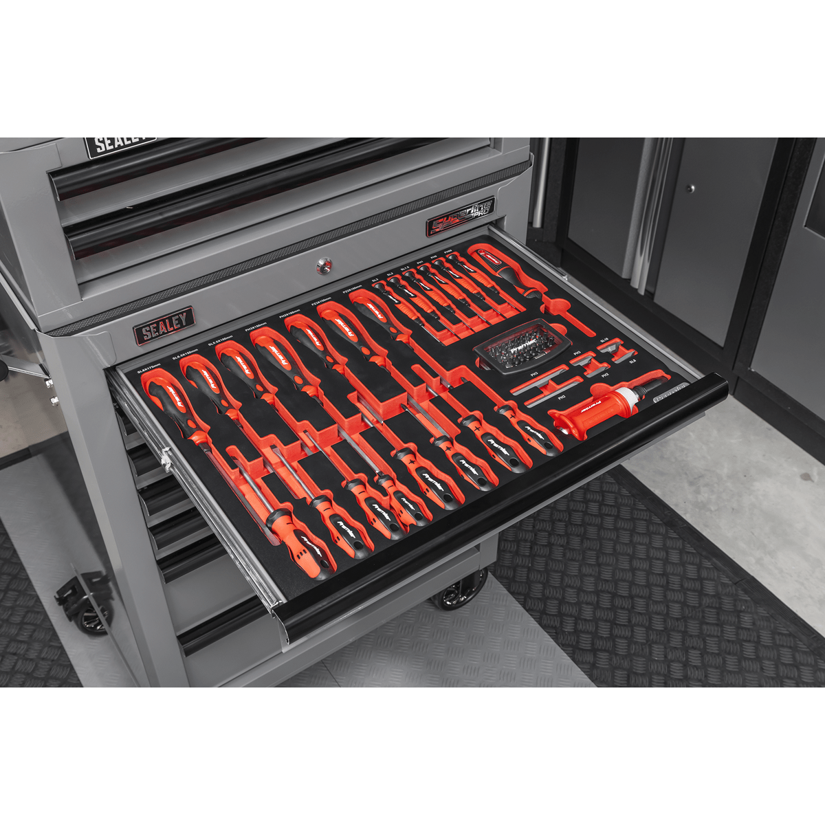 Sealey TBTPCOMBO6 Superline PRO® Tool Chest Combination 14 Drawer with 446pc Tool Kit - Grey - TBTPCOMBO6 - Sealey Tools UK - Trade Counter Direct