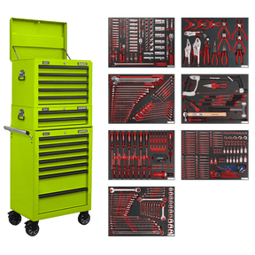 Sealey TBTPCOMBO7 Superline PRO® Tool Chest Combination 14 Drawer with 446pc Tool Kit - Green - TBTPCOMBO7 - Sealey Tools UK - Trade Counter Direct