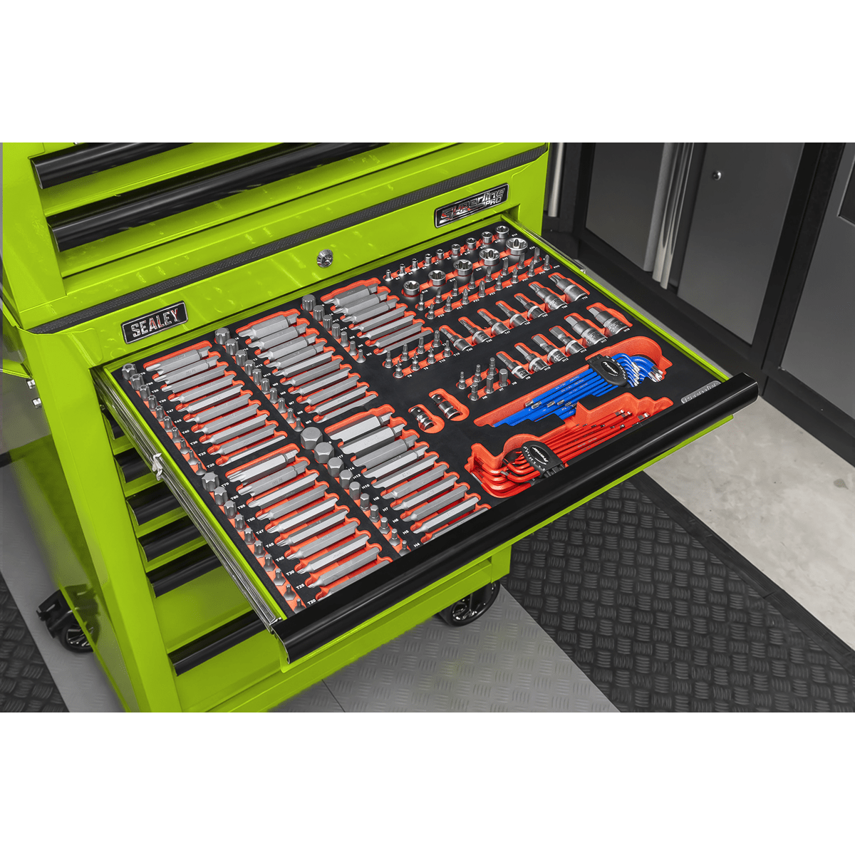 Sealey TBTPCOMBO7 Superline PRO® Tool Chest Combination 14 Drawer with 446pc Tool Kit - Green - TBTPCOMBO7 - Sealey Tools UK - Trade Counter Direct