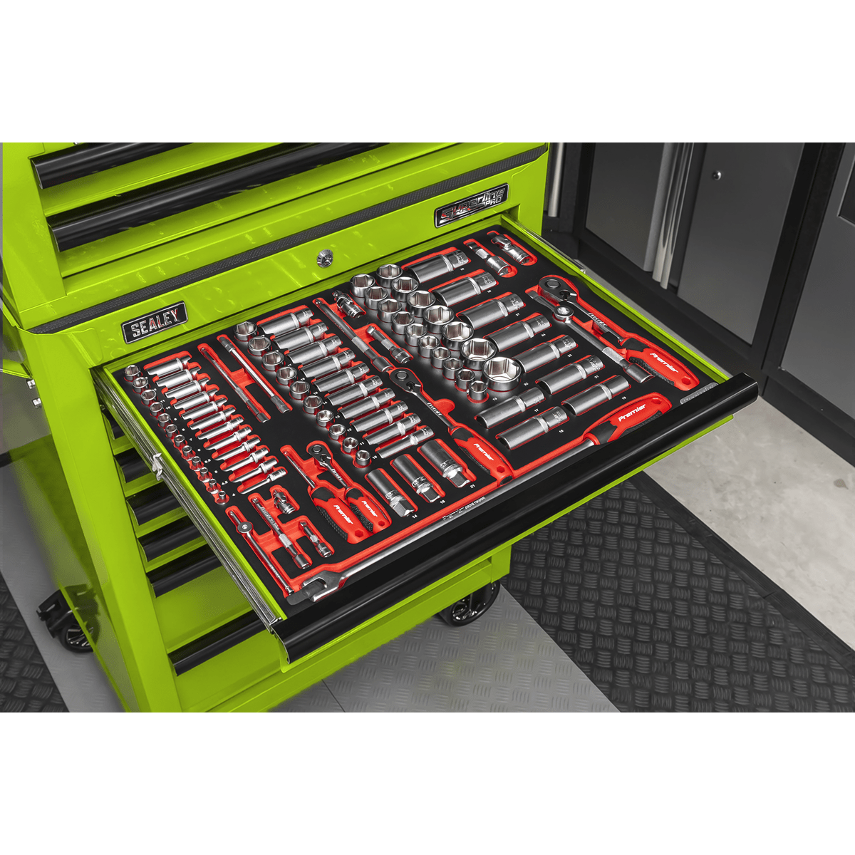 Sealey TBTPCOMBO7 Superline PRO® Tool Chest Combination 14 Drawer with 446pc Tool Kit - Green - TBTPCOMBO7 - Sealey Tools UK - Trade Counter Direct